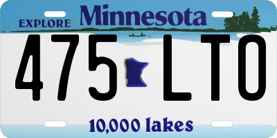 MN license plate 475LTO