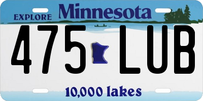 MN license plate 475LUB