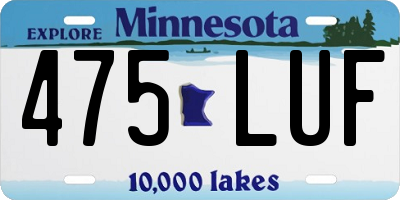 MN license plate 475LUF