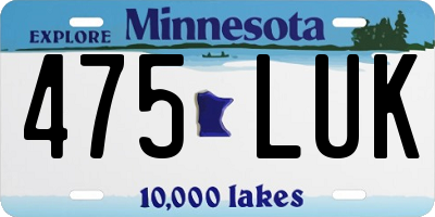 MN license plate 475LUK