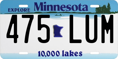 MN license plate 475LUM