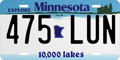 MN license plate 475LUN