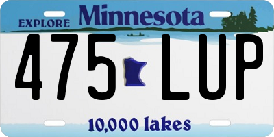 MN license plate 475LUP