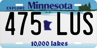 MN license plate 475LUS