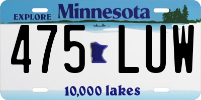 MN license plate 475LUW