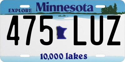 MN license plate 475LUZ