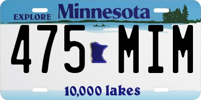 MN license plate 475MIM