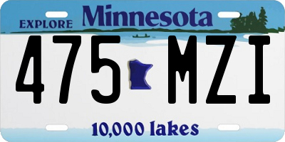 MN license plate 475MZI