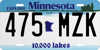 MN license plate 475MZK