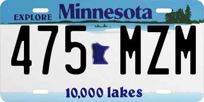 MN license plate 475MZM