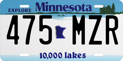 MN license plate 475MZR