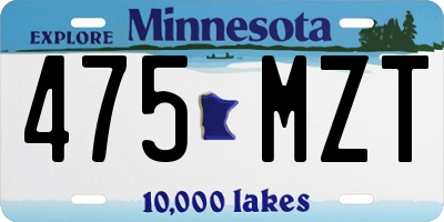 MN license plate 475MZT