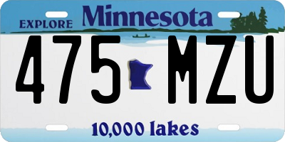 MN license plate 475MZU