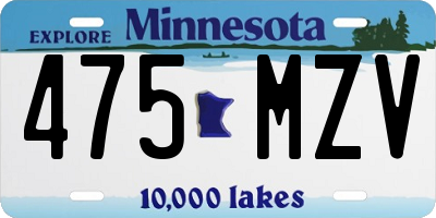 MN license plate 475MZV