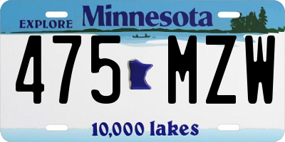 MN license plate 475MZW