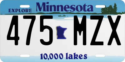 MN license plate 475MZX
