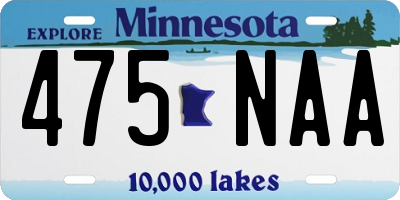 MN license plate 475NAA
