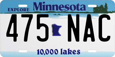 MN license plate 475NAC