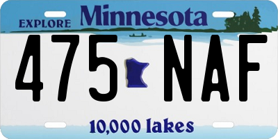 MN license plate 475NAF