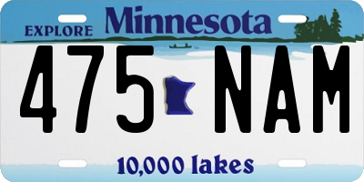 MN license plate 475NAM