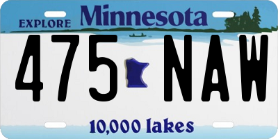 MN license plate 475NAW