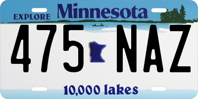 MN license plate 475NAZ