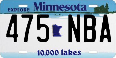MN license plate 475NBA