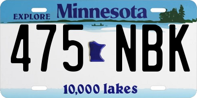 MN license plate 475NBK