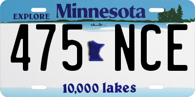 MN license plate 475NCE
