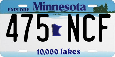 MN license plate 475NCF