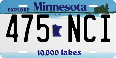 MN license plate 475NCI