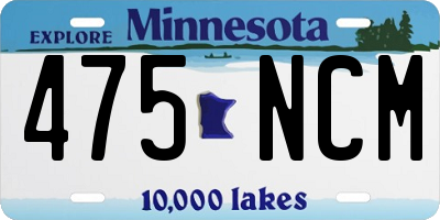 MN license plate 475NCM