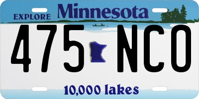 MN license plate 475NCO