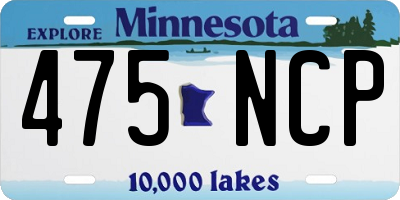 MN license plate 475NCP