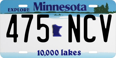 MN license plate 475NCV