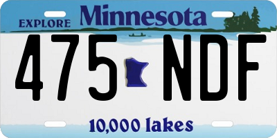MN license plate 475NDF