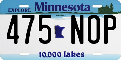 MN license plate 475NOP