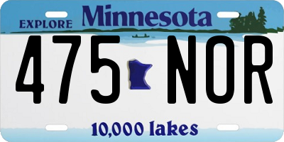 MN license plate 475NOR