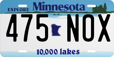MN license plate 475NOX