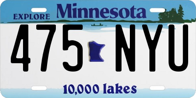 MN license plate 475NYU