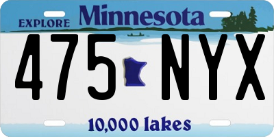 MN license plate 475NYX