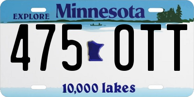 MN license plate 475OTT
