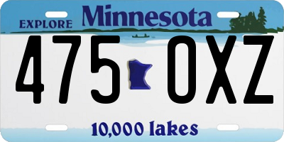 MN license plate 475OXZ