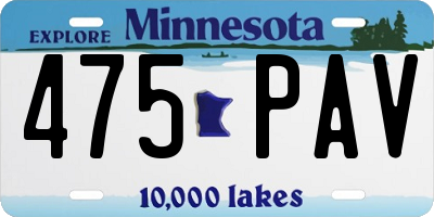 MN license plate 475PAV