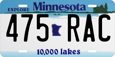 MN license plate 475RAC