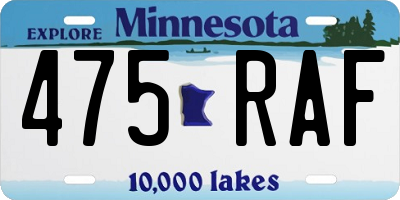 MN license plate 475RAF