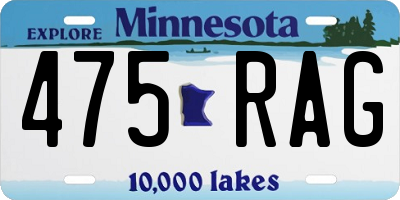 MN license plate 475RAG