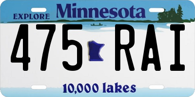 MN license plate 475RAI