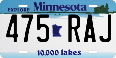 MN license plate 475RAJ