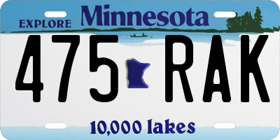 MN license plate 475RAK